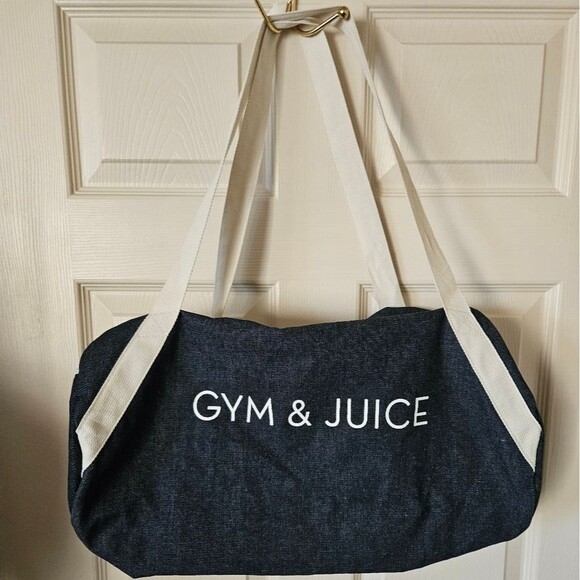 "Gym & Juice" Large Denim Gym Bag - Picture 11 of 11